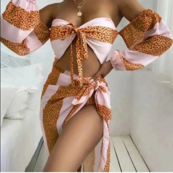 NWT Three Piece Pink Swim Suit Set - Picture 3 of 8